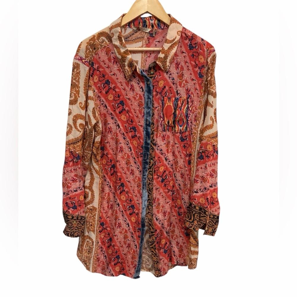 Soft Surroundings Bryn tunic blouse bohemian floral paisley pattern sz 1X